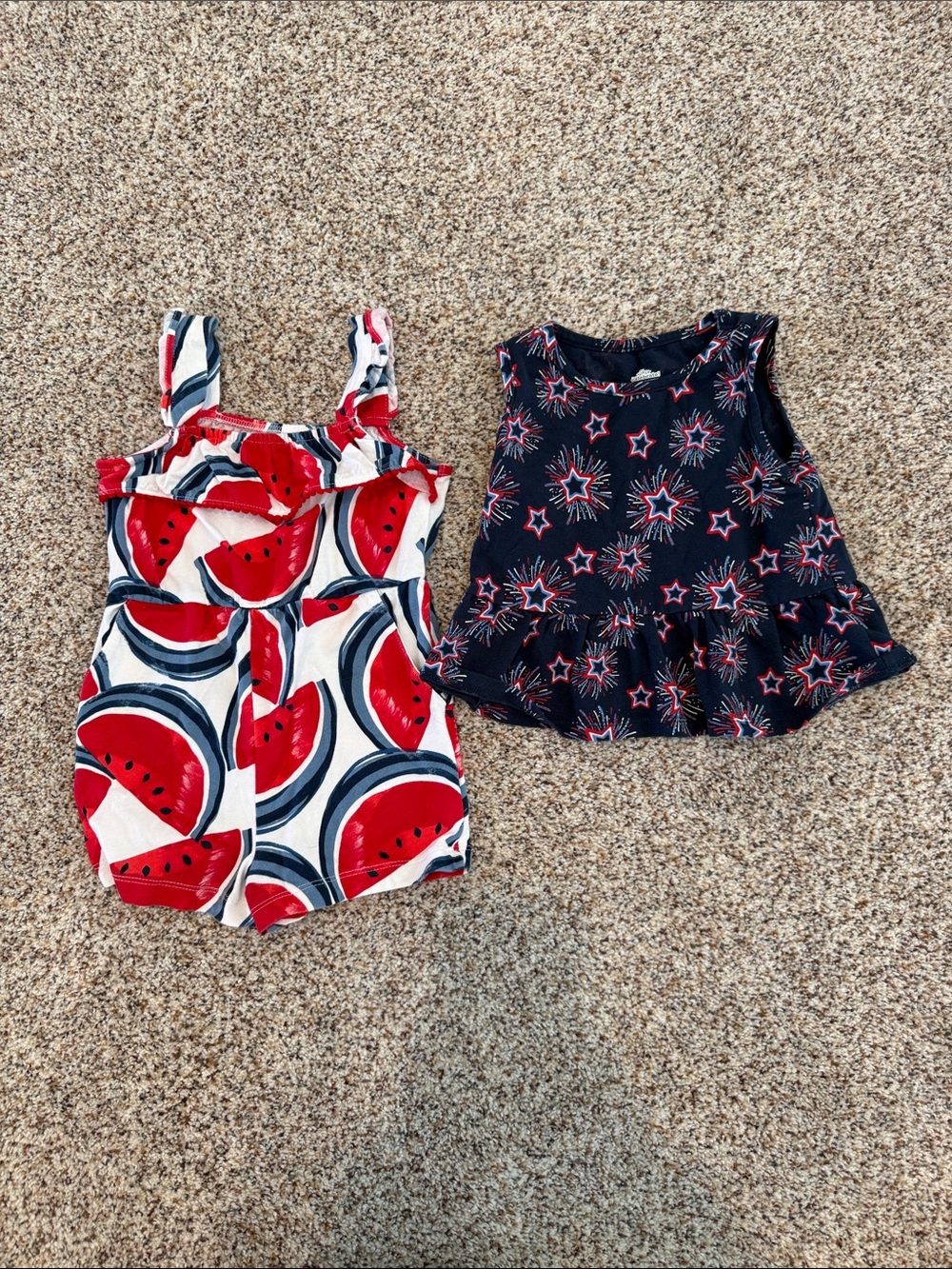 Carter's Red Navy White Watermelon Print Girls' Set
